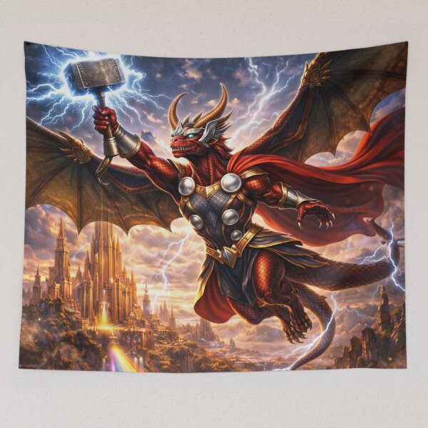 Item preview, Stormforged Thunder Dragon – Superhero Dragon Heroes Art designed and sold by EpicDragons-.