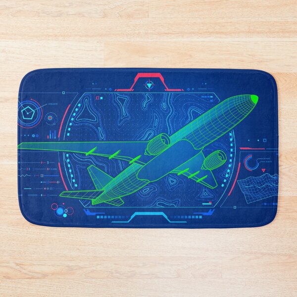 Item preview, aerospace technology or aviation simulation, graphic of airplane with topographic map background and Flight Simulator interface designed and sold by NiamLab.