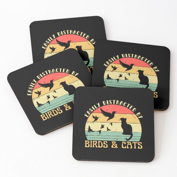 Item preview, Retro Pet Cat Birds Lover Easily Distracted By Birds Cats For Girls designed and sold by huftyfnruppe.