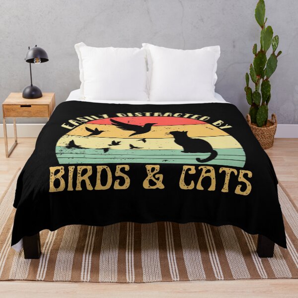 Item preview, Retro Pet Cat Birds Lover Easily Distracted By Birds Cats For Girls designed and sold by huftyfnruppe.