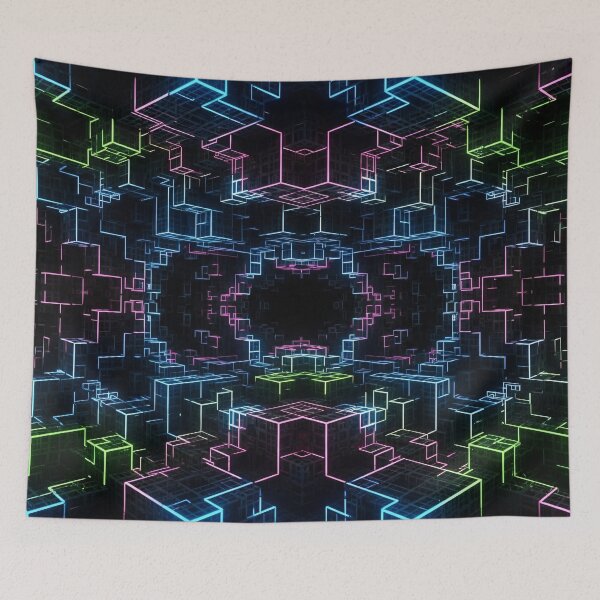 Item preview, Neon Cube Tunnel designed and sold by Kaleidoscope Print.