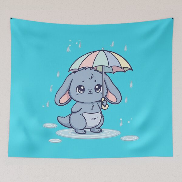 Item preview, Mistyroo – Cozy Kawaii Bunny‑Kangaroo with Umbrella | Gentle Rain Day Fluffaroo Character designed and sold by harmandragon04.