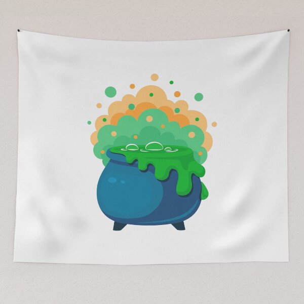 Item preview, Cute Bubbling Witch Cauldron Cartoon Illustration designed and sold by Horrify.