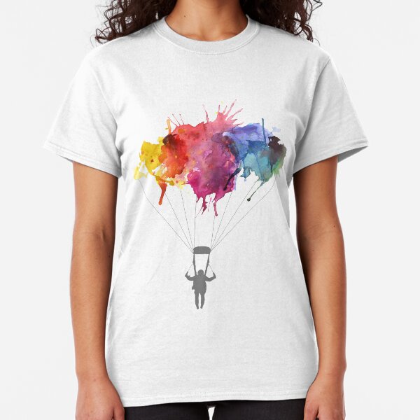 Skydiving, Skydiver parachute, parachuting. Watercolor Illustration Classic T-Shirt