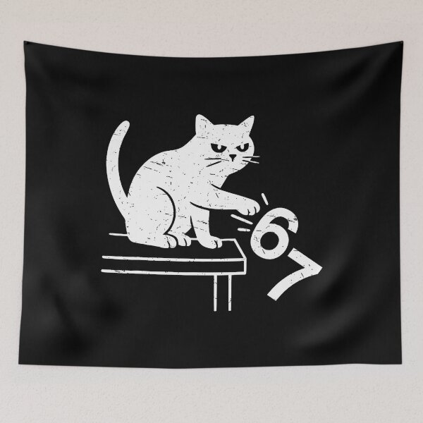Item preview, Anti Six Seven Cat Meme Funny 6 7 Meme Cat Knocking Off 67 designed and sold by donadonvgran.