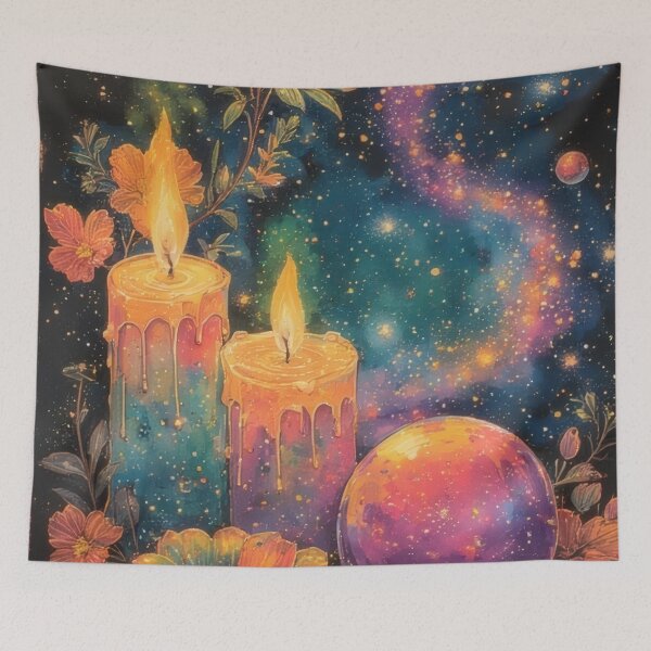 Item preview, Cosmic candles and crystal balls with flowers, stars and spheres designed and sold by Mianku | Für das Leben.