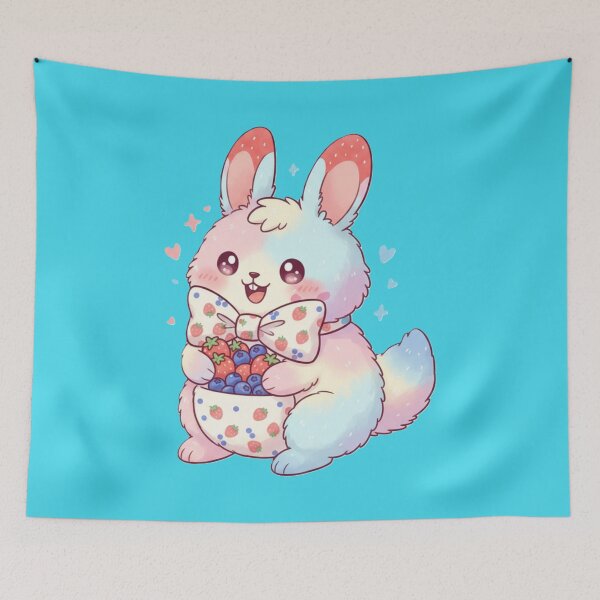 Item preview, Berriboo the Berry-Loving Bunny - Kawaii Fluffaroo with Fruit Bow designed and sold by harmandragon04.