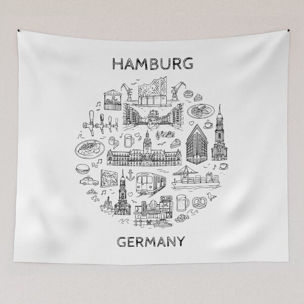 Item preview, Hamburg Germany - Great Cities of Europe - Line art of Hamburg Architecture and Culture designed and sold by Kathunk Designs.