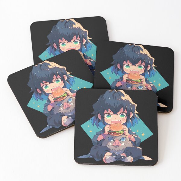 Item preview, Inosuke Hashibira Demon Slayer Anime Chibi Kawaii Burger Cute Wild Bite designed and sold by mildaclairmo.