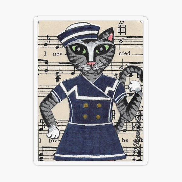 2017 Tabby Cat Sailor Dress & Hat by BRIDEOFHYDE Transparent Sticker