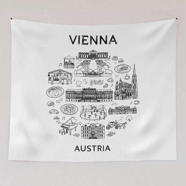 Item preview, Vienna Australia - Great Cities of Europe - Line art of Vienna Architecture and Culture designed and sold by Kathunk Designs.