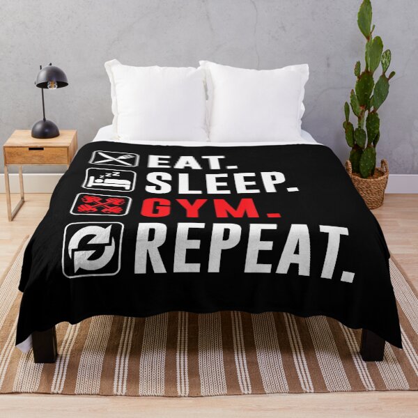 Item preview, Fitness Bodybuilding Eat Sleep Gym Repeat Funny Workout Gym designed and sold by zicohoneybear.