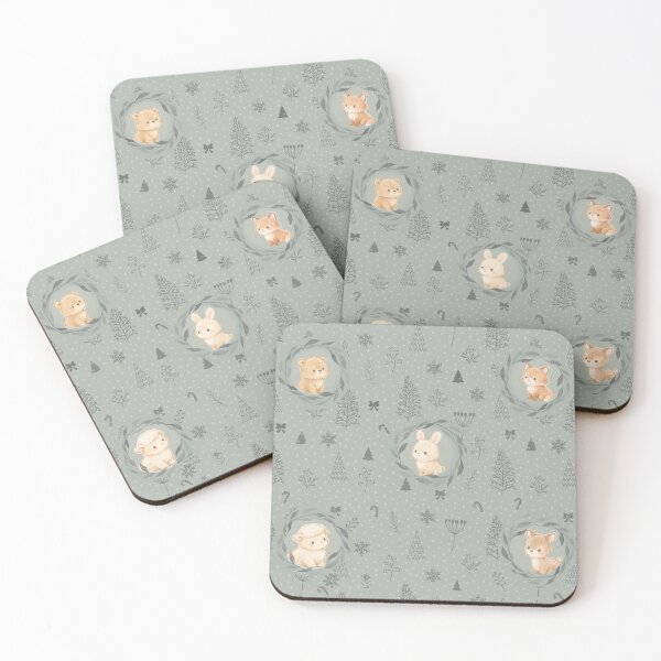 Item preview, Soft Woodland Animals Nursery Pattern – Sage Green Forest Baby Print designed and sold by kissingafoolart.