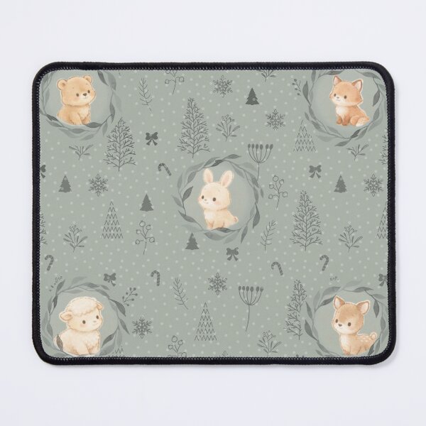 Item preview, Soft Woodland Animals Nursery Pattern – Sage Green Forest Baby Print designed and sold by kissingafoolart.