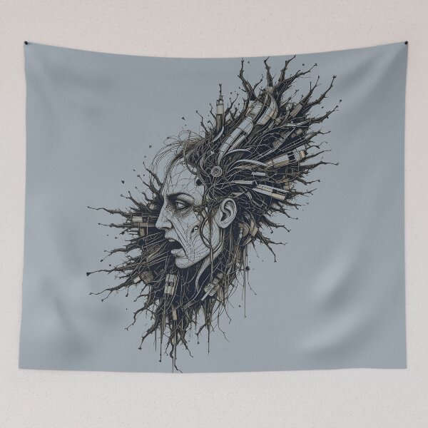 Item preview, Urban Mind Explosion Abstract Face Art Black designed and sold by Amplify-n-Co.