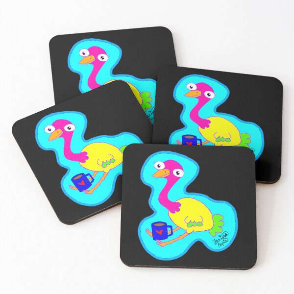 Item preview, CUTE CARTOON OSTRICH DRINKING COFFEE, OSTRICH DRAWING, LARISSA MYRIE designed and sold by larissa-myrie.
