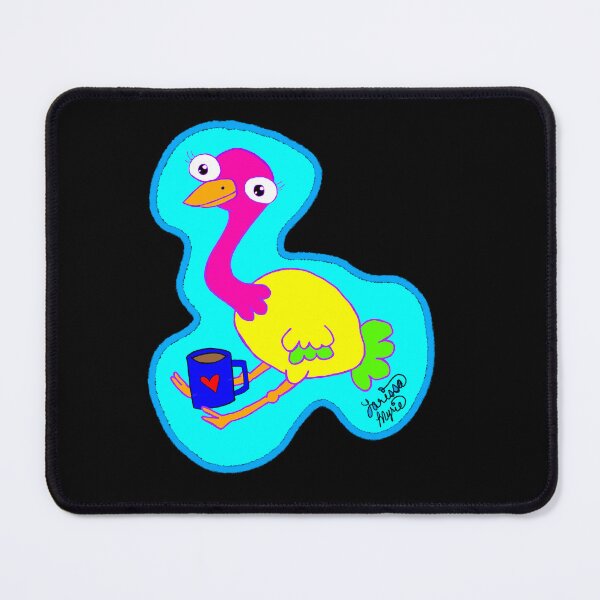 Item preview, CUTE CARTOON OSTRICH DRINKING COFFEE, OSTRICH DRAWING, LARISSA MYRIE designed and sold by larissa-myrie.