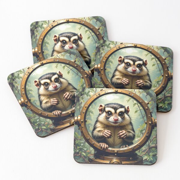 Item preview, Steampunk Possum Jungle Porthole Art designed and sold by AnimalAirtistry.
