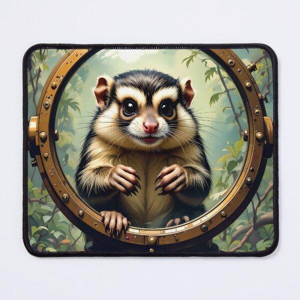 Item preview, Steampunk Possum Jungle Porthole Art designed and sold by AnimalAirtistry.