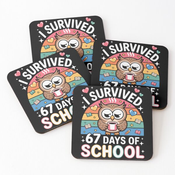 Item preview, I Survived 67 Days of School Vintage Coffee Owl School Teacher designed and sold by pansak.