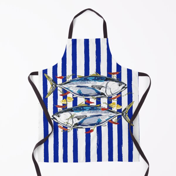 Item preview, Blue Tuna with Herbs and Spices Retro Stripes designed and sold by MaiZephyr.
