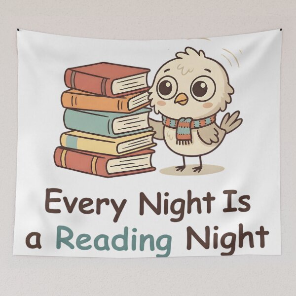 Item preview, Every Night Is a Reading Night – Cute Owl Book Lover Design designed and sold by SoulenCify.