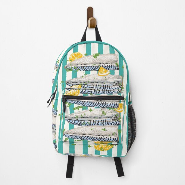 Item preview, Mackerel Fillet with Lemons Retro Stripes Illustration designed and sold by MaiZephyr.