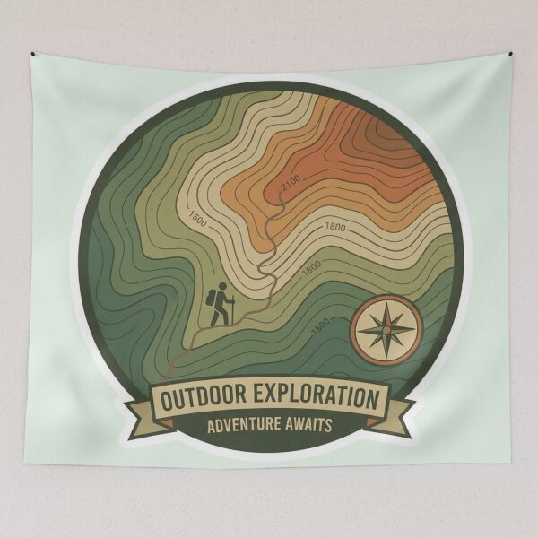 Item preview, Topographic Mountain Map Sticker | Adventure Hiker Compass Outdoors Exploration designed and sold by MuseAI.