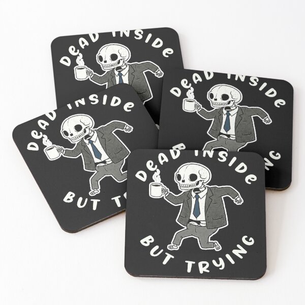 Item preview, Dead Inside But Trying - Funny Skeleton Office Worker Coffee Art designed and sold by AdyKurniawan.