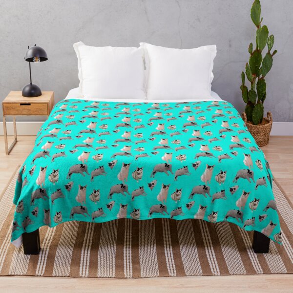 Item preview, Cowboy the Manx Cat allover pattern in turquoise  designed and sold by Oceandiana.
