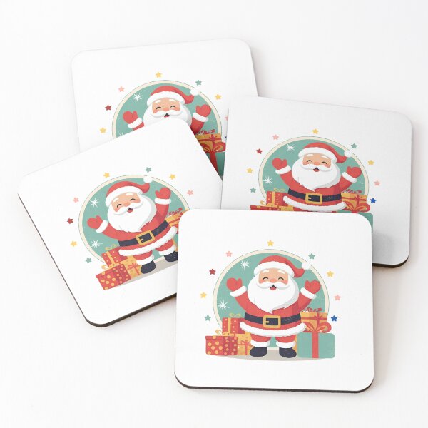 Item preview, Cheerful Santa Claus Surrounded by Gifts and Stars in a Festive Circular Frame designed and sold by KanDa-Shop.