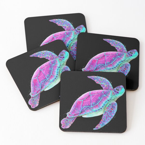 Item preview,  Psychedelic Sea Turtle with Pink and Turquoise Mandala Patterns designed and sold by zoughlal.