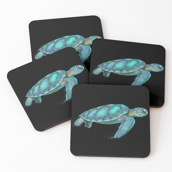 Item preview,  Ornate Turquoise Sea Turtle with Detailed Mandala and Gold Accents designed and sold by zoughlal.
