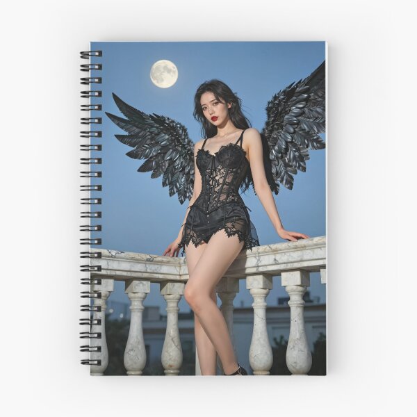 Item preview, Elegant woman with black wings under newmoon designed and sold by CathryneDelamort.