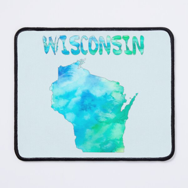 Item preview, Wisconsin State Map Blue Teal Watercolor Art designed and sold by mashmosh.