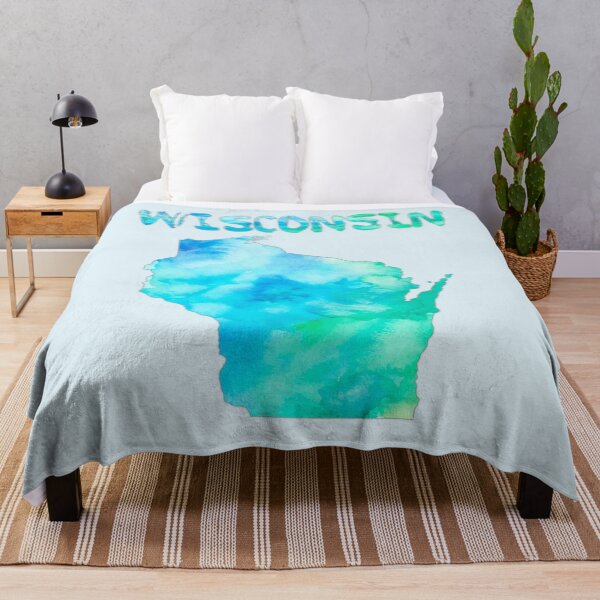 Item preview, Wisconsin State Map Blue Teal Watercolor Art designed and sold by mashmosh.