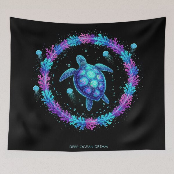 Item preview,  Deep Ocean Dream Sea Turtle in Mystical Coral Arch with Jellyfish designed and sold by zoughlal.