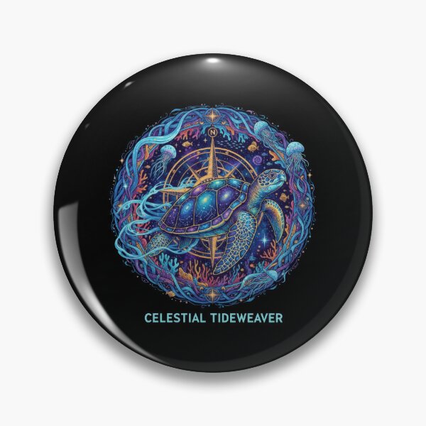 Item preview,  Celestial Tideweaver Sea Turtle with Cosmic Compass and Ocean Waves designed and sold by zoughlal.