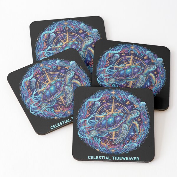 Item preview,  Celestial Tideweaver Sea Turtle with Cosmic Compass and Ocean Waves designed and sold by zoughlal.