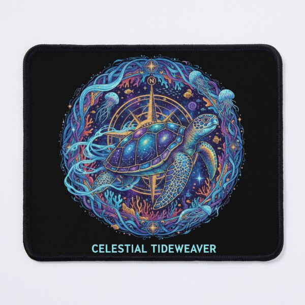 Item preview,  Celestial Tideweaver Sea Turtle with Cosmic Compass and Ocean Waves designed and sold by zoughlal.