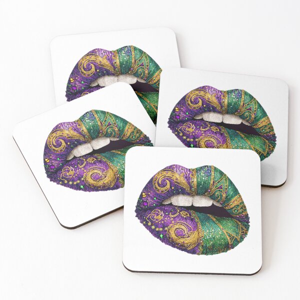 Item preview, Sparkling Mardi Gras Lips. Purple Green Gold Carnival Art designed and sold by Anastasiia Yurevych.