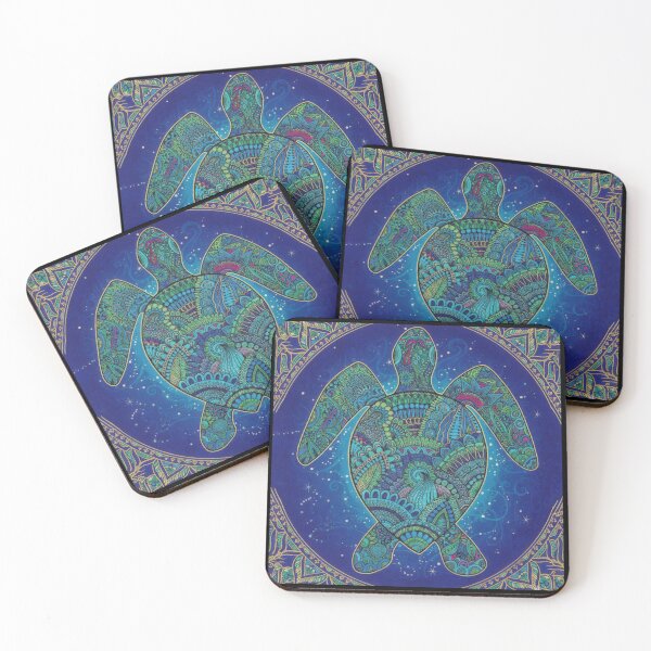 Item preview,  Royal Blue Mandala Sea Turtle with Ornate Golden Frame and Zentangle Patterns designed and sold by zoughlal.
