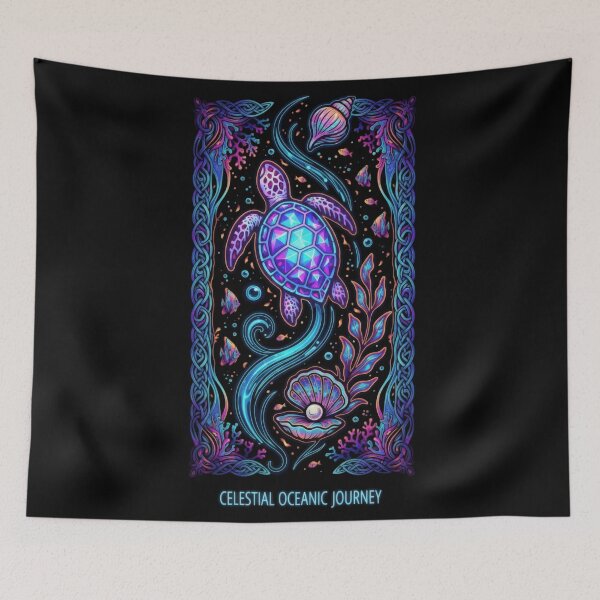 Item preview,  Celestial Oceanic Journey Purple Turtle with Pearl Shell and Celtic Border designed and sold by zoughlal.