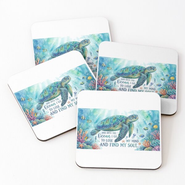 Item preview,  Watercolor Ocean Soul Sea Turtle with Coral Reef and Tropical Fish designed and sold by zoughlal.