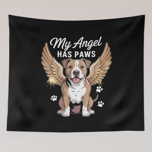 Item preview, My Angel Has Paws Pitbull Memorial Dog Angel Wings designed and sold by FadeOfThrone.