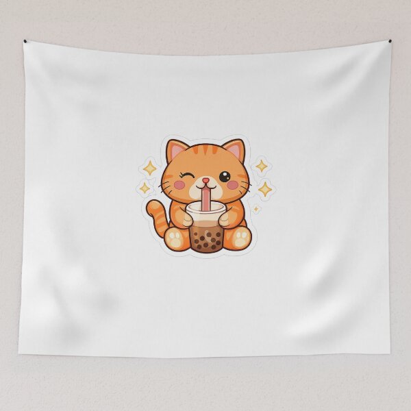 Item preview, Cute Cat Drinking Bubble Tea Sticker designed and sold by Snark Studio.