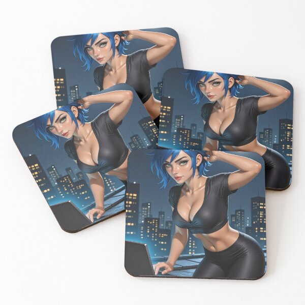 Item preview, Cipher newmoon hacker on rooftop laptop night city designed and sold by CathryneDelamort.