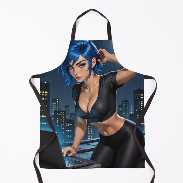 Item preview, Cipher newmoon hacker on rooftop laptop night city designed and sold by CathryneDelamort.