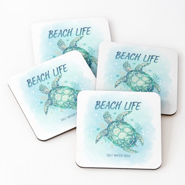 Item preview,  Soft Watercolor Beach Life Sea Turtle with Salt Water Soul Text designed and sold by zoughlal.