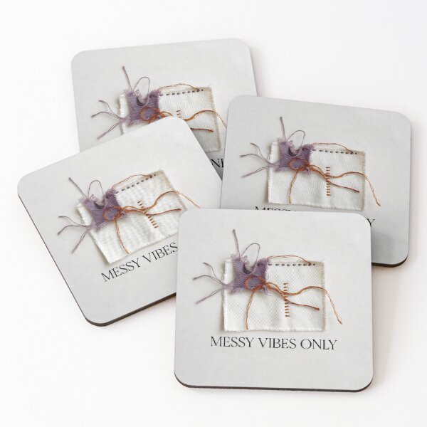 Item preview, Messy Vibes Only Textile Art with Frayed Threads and Minimalist Patchwork Expression designed and sold by SplashTastic.